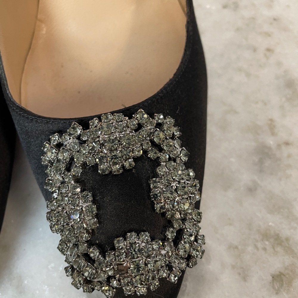 Manolo Blahnik Black Heels with Crystal Buckle - Picture 5 of 12